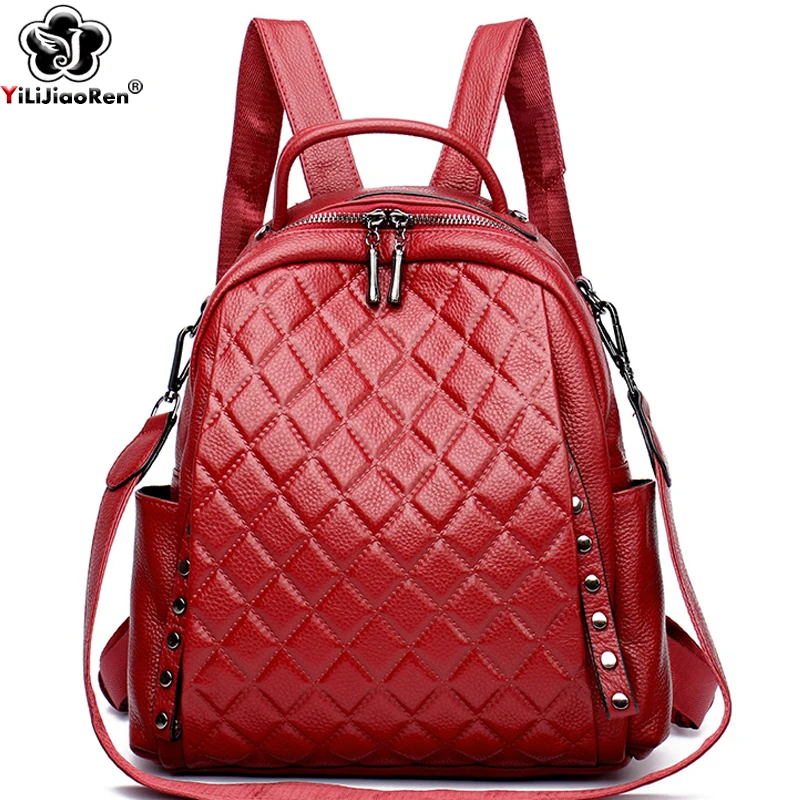Luxury Zipper Bags - حقيبة ظهر نسائية من الجلد الطبيعي