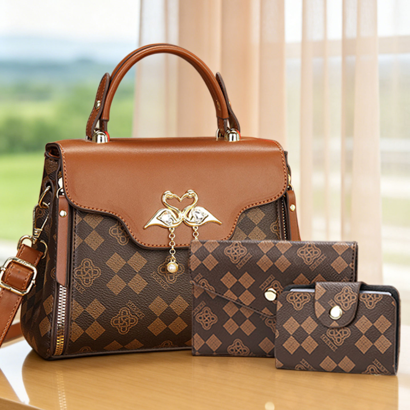Luxury Zipper Bags - مجموعة حقائب نسائية من 3 قطع،