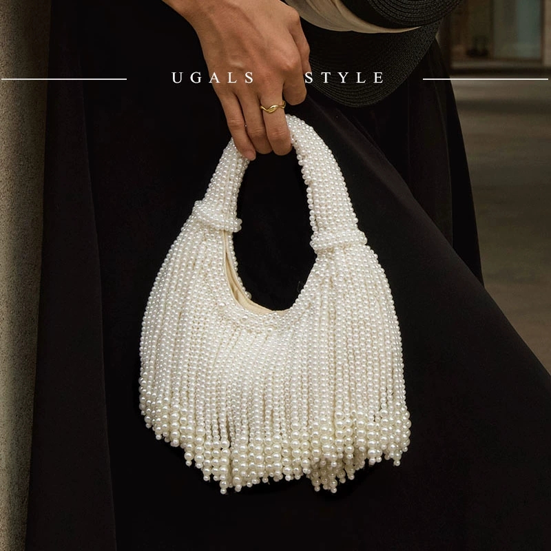 Luxury Bags Made - حقيبة يد فاخرة بتصميم مقبض لؤلؤي