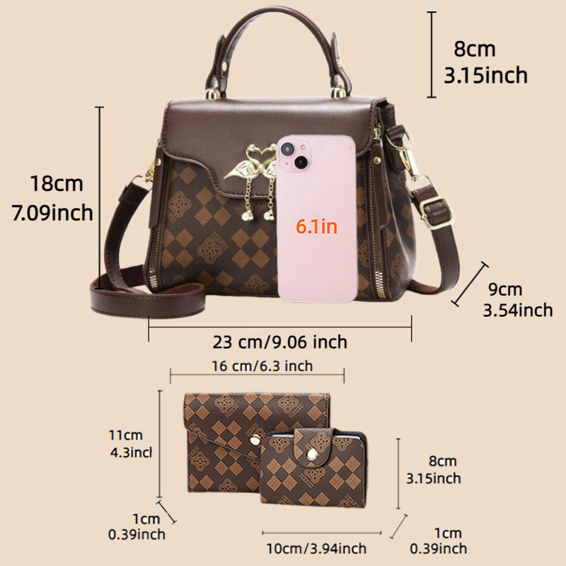 مجموعة حقائب نسائية من 3 قطع،  - مراجعة Luxury Zipper Bags وسعره